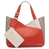 Calvin Klein Zoe Tote, Spicy Orange/Almond/Taupe/Cherub White