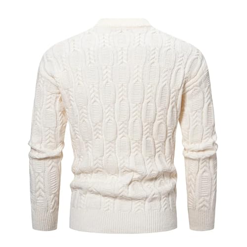 Men's Winter Keep Warm Knit Sweater Casual Long Sleeve Mock Neck Fisherman Cable Knitted Pullover2