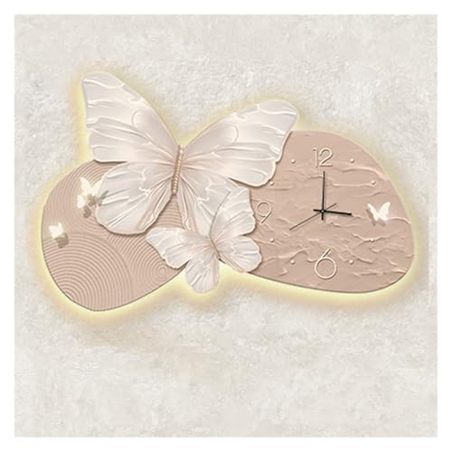 Horloge murale silencieuse et peinture décorative papillon pour salon et grand café - 2