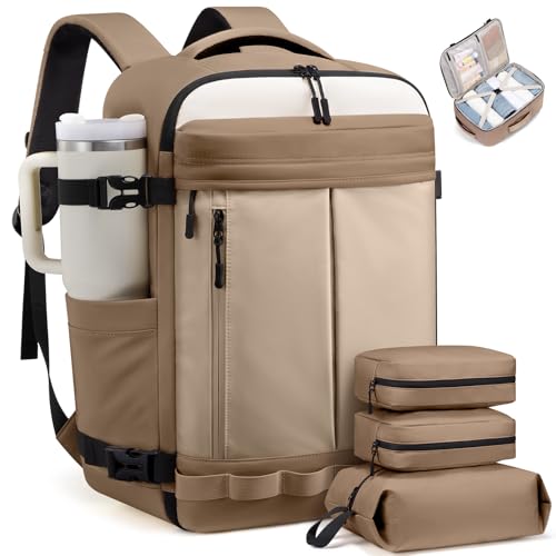 LOVEVOOK 40L Travel Backpack for Women Men, Airline Approved Carry On Luggage with 3 Cubes Accessories, TSA Personal Item Travel Cruise Essentials, Waterproof Weekender Overnight Bags fits 17" Laptop