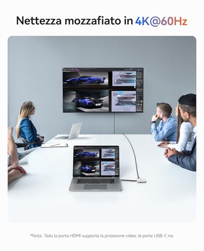 Docking Station Magnetica USB C, Involucro per SSD M.2 NVMe, Docking Station 8 in 1 con HDMI 4K@60Hz, PD 100W, USB-A 10 Gbps, SD/TF, Audio. Hub USB C Dockingstation per iPhone/Dell Lenovo MG7 - Hub USB - Immagine 5