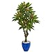 Nearly Natural 5-Ft. Plumeria Artificial Decorative Blue Planter UV Resistant (Indoor/Outdoor) Silk Trees Green