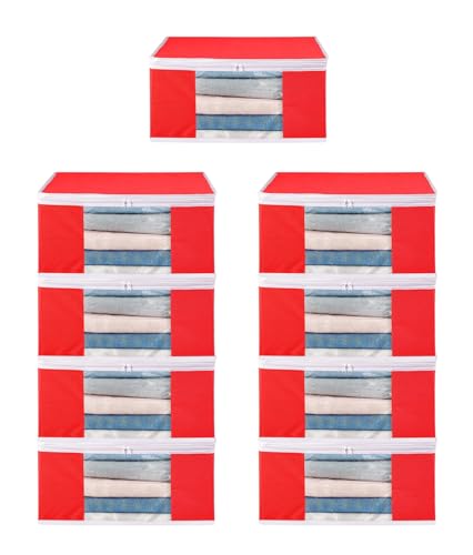 Image of Saree Cover Set of 09 Non-Woven Fabric Clothes Organiser for Wardrobe with Transparent Window & Double Zip Clothes Storage Bag, Garment Cover SC XL Large GCVETR8249653486192725884