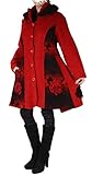  Damen Wolle Lagenlook Patchwork Wintermantel Mantel Swinger 38 40 42 44 46 48 S M L XL XXL Rot Übergang Winter (44)