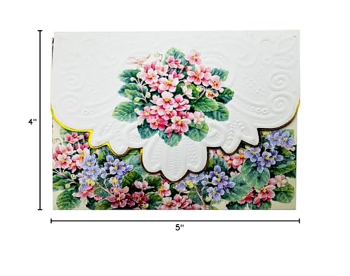 Image of Poster Foundry African Violets Boxed Note Cards by Carol Wilson. 10 embossed 4x5 Die-Cut Notecards and Matching Envelopes in Decorative Gift Box with Magnetic Flap. NCP2201