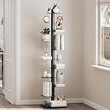Suchtale Spine Bookshelf, Vertical Spine Book Tower, 11-Tier Metal Bookcase, Book Organizers Display Storage Rack for Study & Living Room, DIY Book Shelf for Decor, Black
