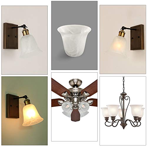 Image of Giluta Bell Shaped Glass Shade, Alabaster Glass Shades Replacement for ceiling fan light wall light and pendant, Lipless with 1-5 /8-inch Fitter Opening, 4 Pack