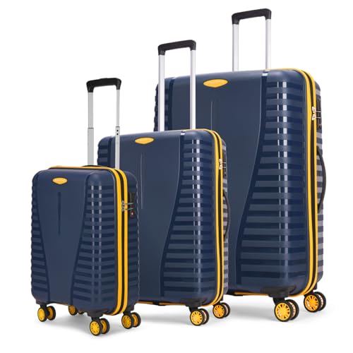 Image of Aristocrat 3 Pc Airpro Plus Set Cabin 55Cm(Small) Check-in 66Cm(Medium) 76Cm(Large) 8 Wheels Trolley Bags for Travel Hard Case Spinner Wheel Lightweight Bag with TSA Lock & Anti-Theft Zipper(Blue)