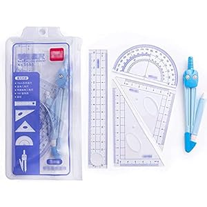 Math Geometry Kit Set Student Compasses Set Math Geometry Set, omvat linialen, gradenboog, kompas, driehoekige liniaal…