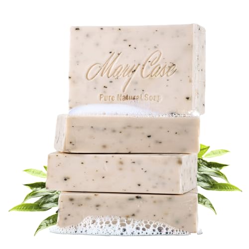Mary Case All Natural Bar Soap for Men & Women (Set of 4) - Tea Tree Bath Soap Bar with Olive,...