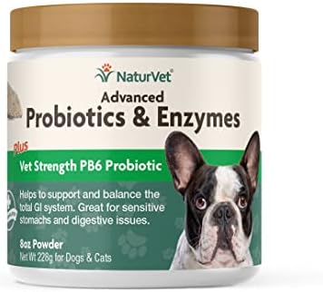 NaturVet – Advanced Probiotics & Enzymes - Plus Vet Strength PB6 Probiotic | Supports and Balances Pets with Sensitive Stomachs & Digestive Issues | for Dogs & Cats (8 oz)