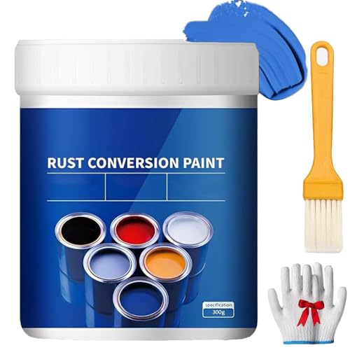 Weatherproof Rust Converter Paint For Metal,4-In-1 Conversion Paint For Metal,Water‑Based Industrial Anti‑Rust Painting With Tool,For Various Metals (Blue)