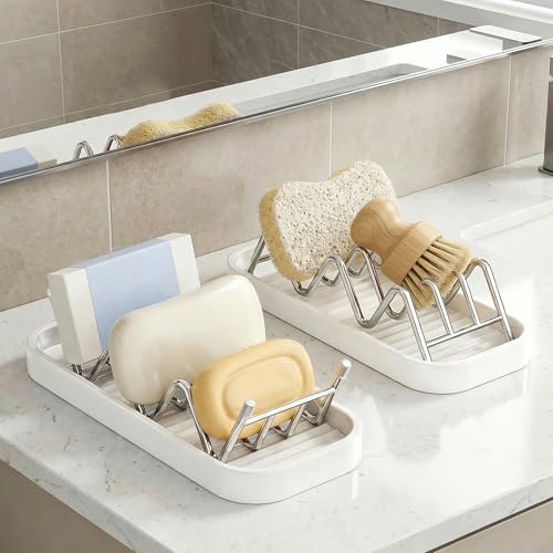 rutschfeste Seifenschale für Badezimmer und Küche, Seifenbox aus Edelstahl, leicht zu reinigen, Moderne Optik