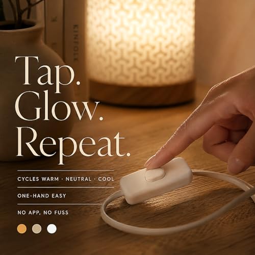 Image of Small Bedside Lamp for Nightstand, 3D Printed Mini Table Lamp, 3 Color Temperatures Warm to Cool White, Cozy Small Lamp for Bedroom Dorm Tight Spaces, Ash Wood Base, 8.8 Inch Tall - Bubble