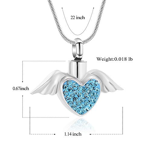Imrsanl Cremation Jewelry with Angel Wings Charm Locket Memorial Ash Pendant - Heart Urn Necklace Keepsake Jewelry for Women Girls2