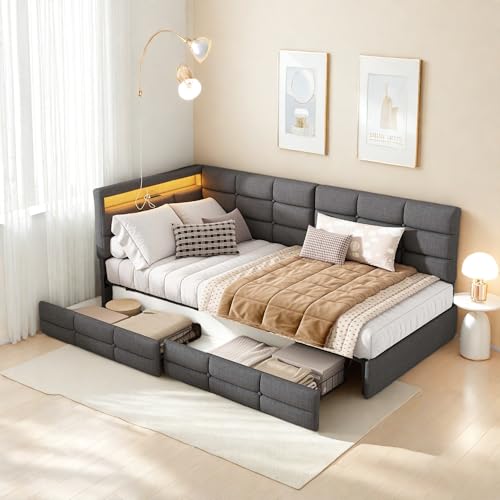 Sofá esquinero 90 x 200 con 2 cajones