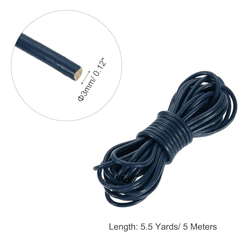 Cordón de cuero redondo maleable de 3 mm para reparar correas y tejer pulseras 3