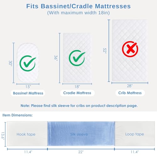 Image of PROMEED 100% Mulberry Silk Bassinet Sleeve for Baby Bald Spots, Preminium 23 Momme Silk Bassinet Half Sheet for Baby Hair Loss (Light Blue)
