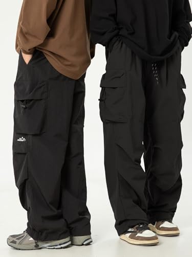 Mens's Baggy Cargo Pants Casual Parachute Pants Loose Fit Hip Hop Harme Lightweight Water Resistant Pants with Pockets2