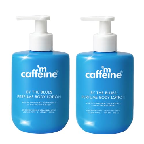 Image of mCaffeine By The Blues Perfume Body Lotion 300ml | 5% Niacinamide & Glutathione for Brightening & Detan | Aquatic-Woody Fragrance | 72H Moisturization| Daily Use Summer Cream Bodylotion for Men & Women