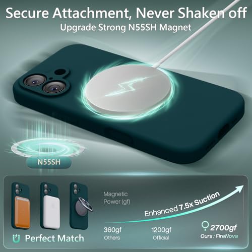 Image of FireNova Magnetic for iPhone 17 Case, Compatible with MagSafe, [Integrated Silicone Camera Control Button] [Camera Protection] Anti-Scratch Microfiber Lining Phone Case, 6.3 inch, Teal