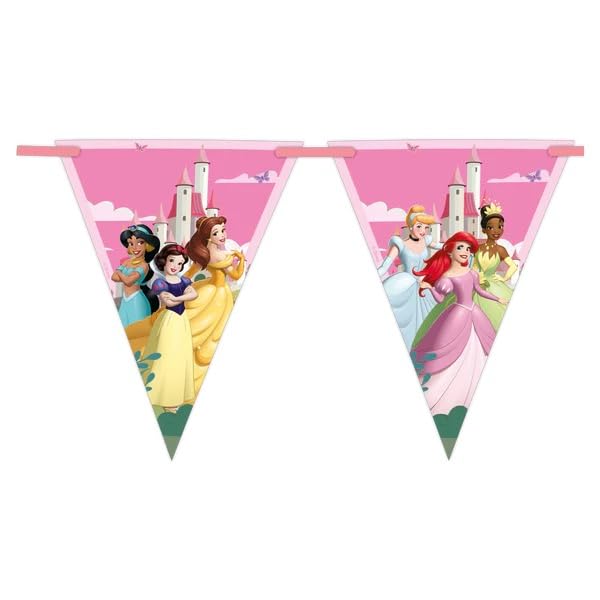 Procos Flag Banner Disney Princess, FSC® Mix, Hanging Decoration, Garland, Birthday, Theme Party