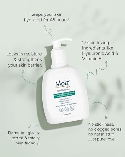 Image of Moiz Cleansing Lotion, Face & Body Cleanser for Sensitive Skin, with Aloe Vera & Pro-Vitamin B5, Soap, Paraben & Sulphate Free, 400ml