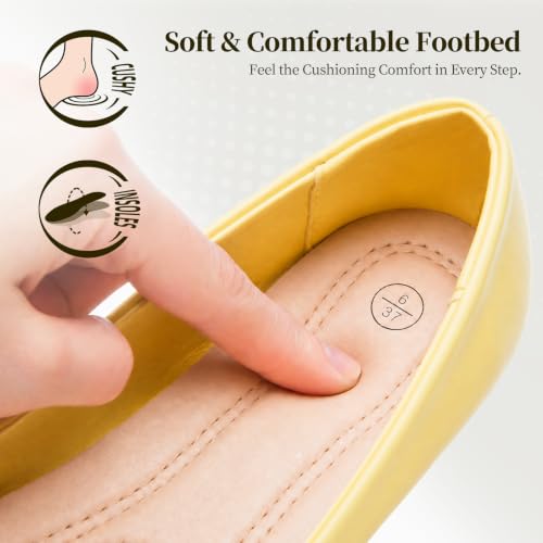 Image of Women's Ballet Flats Shoes Dress Slip on Shoes | PU Leather Teacher Business Casual Loafers Non Slip Low Heel Dressy
