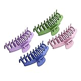 AmanMark 4pcs Hair Claw Clips - 4.3 Inch Plastic Non-Slip Acrylic for Thick Strong Hold Women Girls (Purple, Pink, Green, Navy Blue) Large