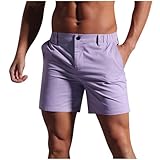 Men's Cargo Shorts Fashion Solid Color Dressy Casual Short Pants Slim Fit Sweatpants Beach 5''Pants with Pocket Purple Large