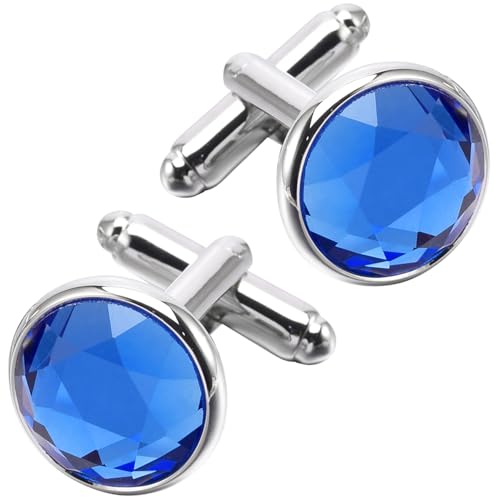 Gemelos redondos de cristal azul y gris para hombre y mujer miniatura 2