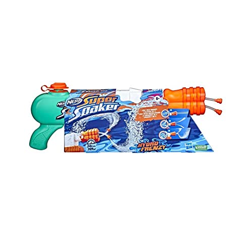 Lançador de Água Nerf Super Soaker Hydro Frenzy 3 em 1, com 2 Tubos Frontais - F3891 - Hasbro, Cor: