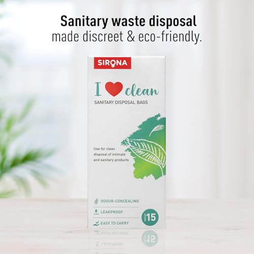 Image of Sirona Personal Disposal Bags - 15 Bags for Discreet Tampons, Sanitary Pads /Napkin, Panty Liners, Tampons & Condoms | Menstrual Care and Hygiene Products