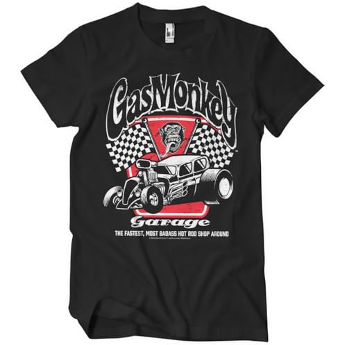 Gas Monkey Garage Licenza Ufficiale Badass T-Shirt da Uomo (Nero), Small