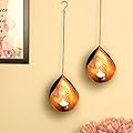 TIED RIBBONS Wall Hanging Tealight Candle Holders for Home Decoration - Iron Hanging Wall Candle Holders Votive Sconce for Home Wall Decorations, Weddings, Events (Pack of 2)