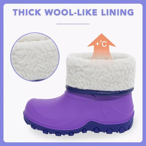 Kids Winter Rain Boots, Insulated Warm Snow Boots, Children Waterproof Mud Boots for Boys and Girls, Toddler/Little Kid/Big Kid2