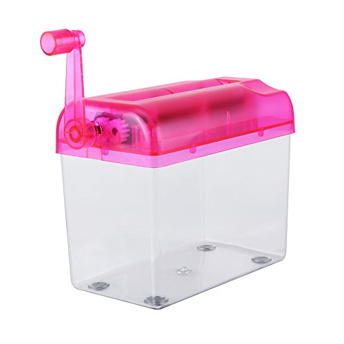 Trituradora de papel manual A6 rosa portátil con manivela para documentos 3