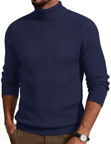 Cotrasen Men's Knit Turtleneck Sweater Pullover