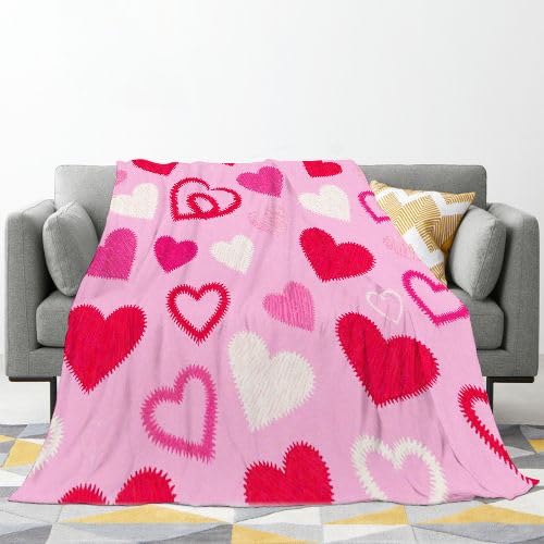 Manta Polar 220 x 240 Estampado de Corazones, Mantas para Cama 105 de Franela Cálida y Cómoda para Niños y Adultos, Mantitas para Sofá Reversible para Cubre Sofa Colchas, Fácil de cuidar_6959a