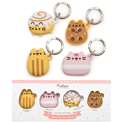 Funda para AirTag de Apple iFace x Pusheen Café de silicona con llavero en pack de 4