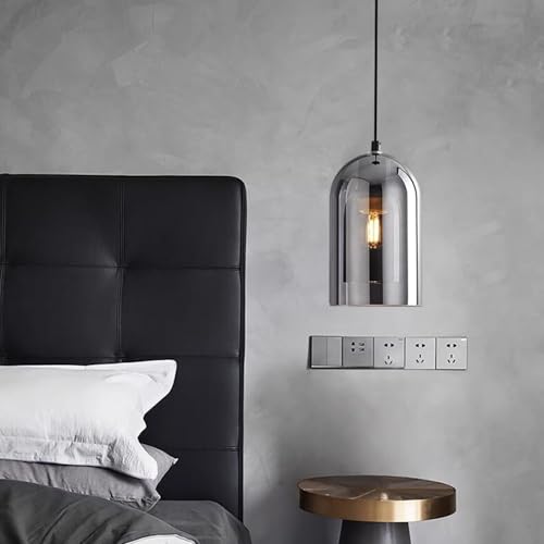Lámpara colgante interior E27 con pantalla de vidrio y estructura de metal 6