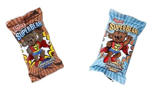 MJM SuperBear Chocolate and Vanilla Graham Combo Pack - Case of 25 Chocolate/25 Vanilla | Delicious Snack for All Ages | Wholesome and Crunchy | Perfect for Parties and Snacking On-the-Go