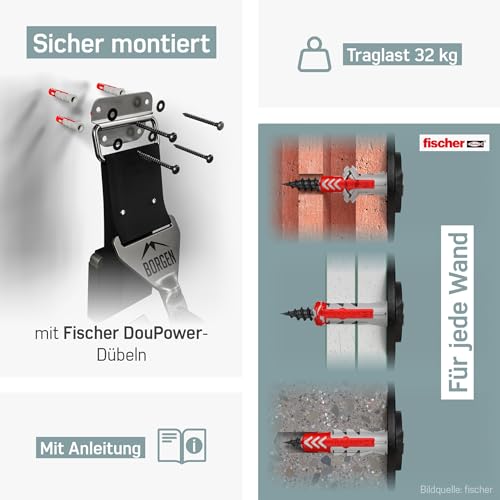 Borgen Fahrrad Wandhalterung - einstellbare Fahrradhalterung für die Wand - E-Bike, Rennrad, MTB, Rennrad kompatibel - gummierter Haken gegen Kratzer