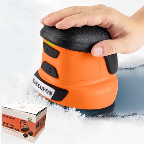 YEECOPON 3-in-1 Electric Ice Scraper for Cars & Home – Cordless Handheld Defroster, Cleaner & Polisher, 500 RPM Motor, 2000mAh Battery, Type-C Charging, Lightweight & Portable