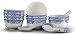 10 Pcs Fine Bone China Blue and White Bowl, with Free 10 Porcelain Spoons, Rice Bowl, Cereal Bowl, Soup Bowl, Fruit Bowl Set