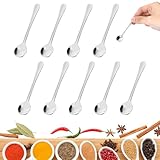 10 Stück Espressolöffel Mini,Edelstahl Kleine löffel Kompakt und Tragbar Geeignet für Gewürze, Salz, Honig, Teelöffel, italienische Kaffeelöffel (7.5cm Silber)