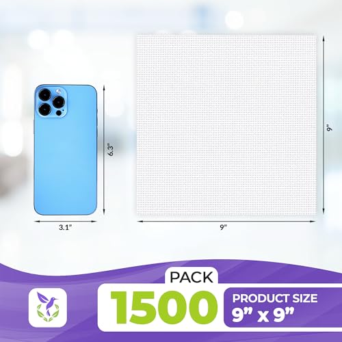 Image of AMZ Supply Knit-Clean Polyester Wipers 9 x 9 Inch, White Disposable Dry Cloths, Lint-Free 1-Ply Fabric, Laser Cut Edges, Pack of 1500