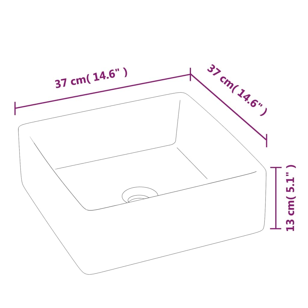 ShGaxin Lavabo Cuadrado de cerámica Blanco 37x37x13 cm, Fregadero, Lavabo Baño, Lavamanos Baño, Lavatorio Casa De Banho, Mueble Lavabo sobre Encimera