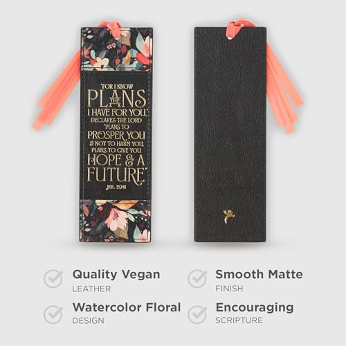Image of Christian Art Gifts Premium Faux Leather Bookmark: I Know the Plans