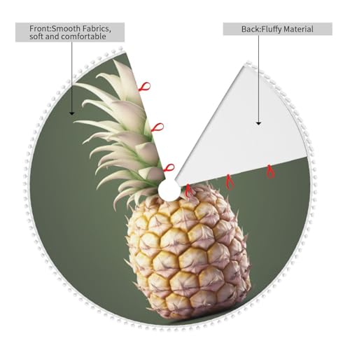 Jupe de sapin de Noël ananas 122 cm avec pompons double couche élégants